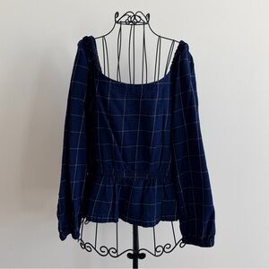 Madewell Navy Checkered Blouse